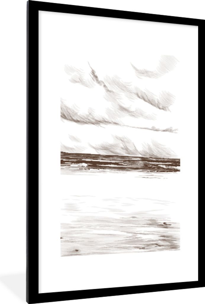 MuchoWow MuchoWow Gerahmtes Poster Meer - Himmel - Strand 60x90 cm - Poster mit zchwarzem Bilderrahmen - Dekoration - Wandposter Wohnzimmer - H...