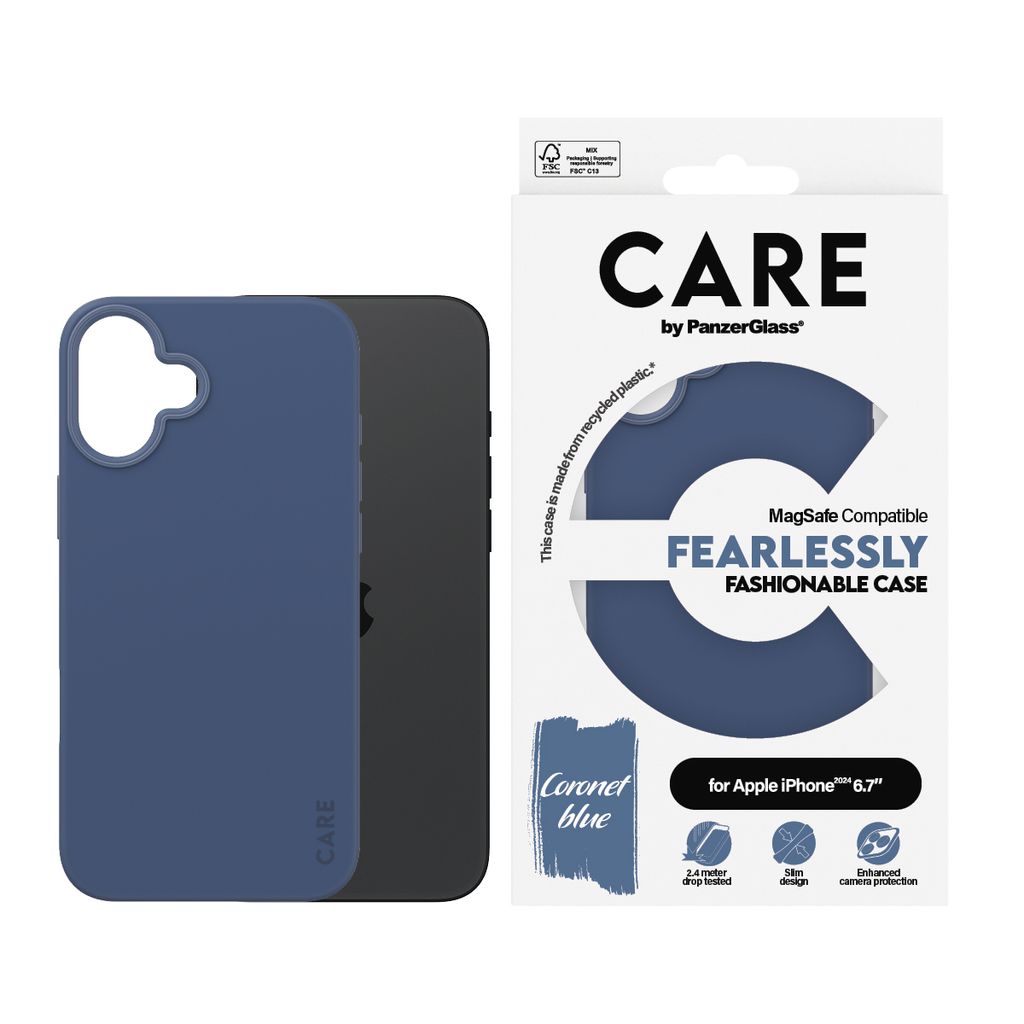 CARE by PanzerGlass Fashion Case mit MagSafe für iPhone 16 Plus - Blau