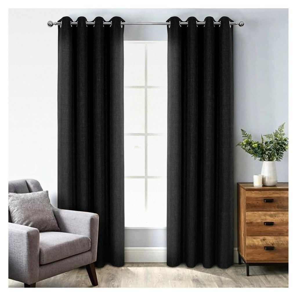 Blickdichte Vorhänge mit Ösen, Elegante Gardinen für modernes Wohnzimmer, Abdunkelnde Vorhänge mit Schallschutz für Schlafzimmer, Grau Anthraz...