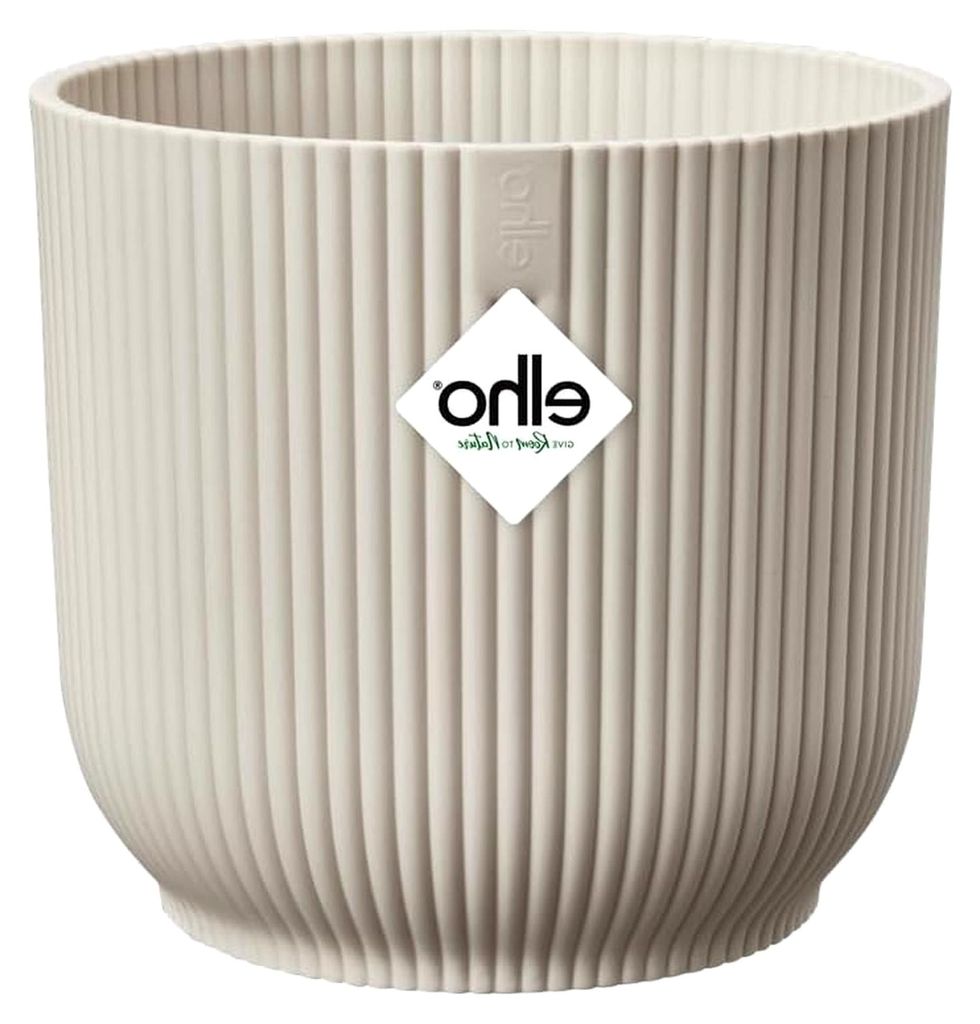 Vibes Fold Rund 14 Pflanzentopf - Blumentopf für Innen - 100% recyceltes Plastik - Ø 14,1 x H 12,9 cm - Weiß/Linen White