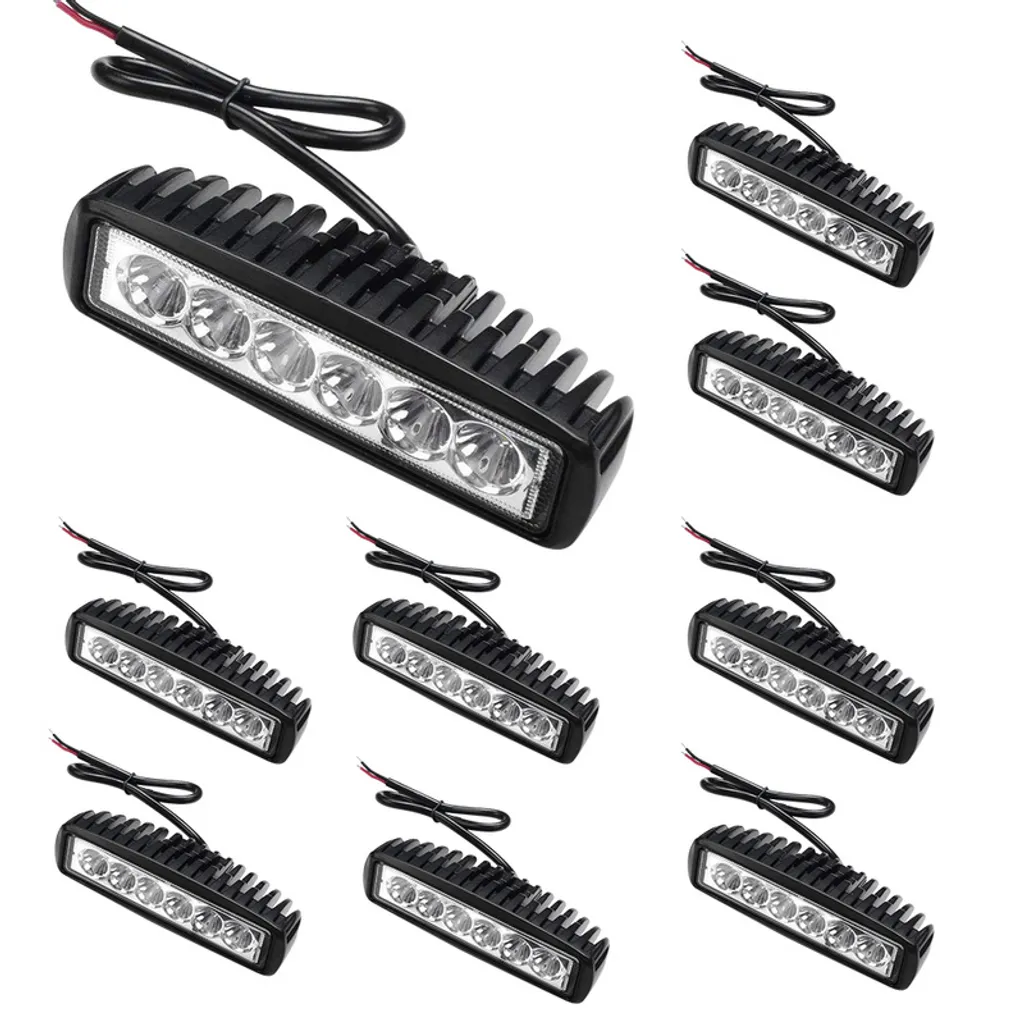 Proiettore LED 18W Fiqops 10 Pezzi - Faro Lavoro IP67 per Veicoli 12V 24V