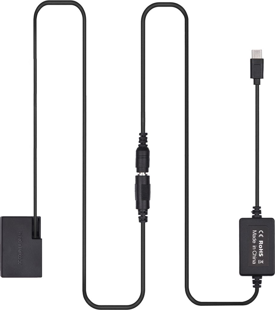 PD-USB-Typ-C-Kabel zum DR-E18 Dummy-Akku DC-Koppler LP-E17 Ersatz fuer Canon 750D 760D T6S 77D 800D 200D Rebel SL2