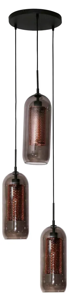Luminaire Plafonnier Design en Verre Noir et Cuivre pour Salon 35cm