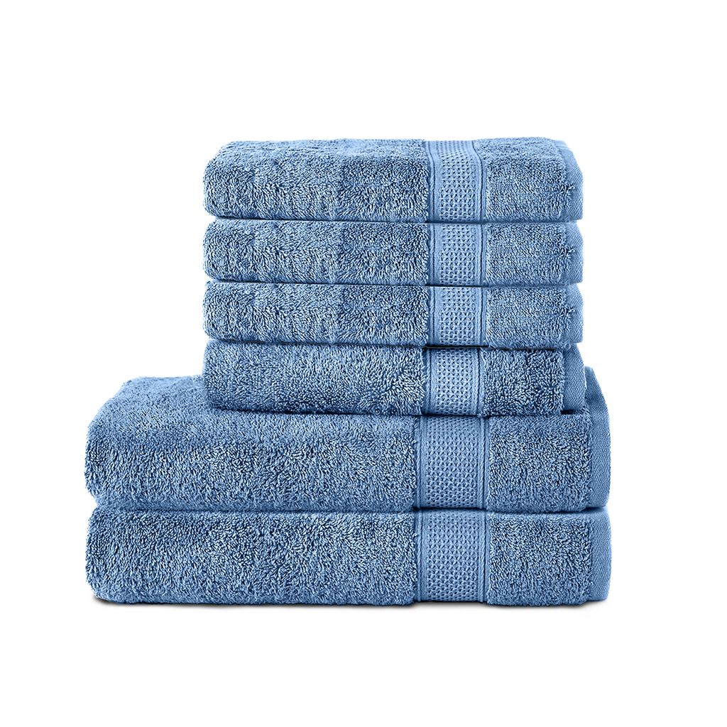Komfortec 6er Handtuch Set aus 100% Baumwolle, 2er Badetücher 70x140 cm und 4er Handtücher 50x100 cm, Frottee, Weich, Hellblau