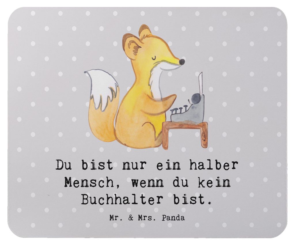 Mr. & Mrs. Panda Mousepad Buchhalter Herz - Grau Pastell - Geschenk, mousematte, Mouse Pad, Beruf, pc mauspad, Angestellter, Spruch, mausteppich, B...