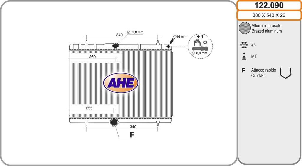 AHE 122.090 Kühler Wasserkühler Motorkühler für FIAT Scudo (270, 272) Scudo Kastenwagen (270, 272) Ulysse (179) Scudo Pritsche / Fahrgestell