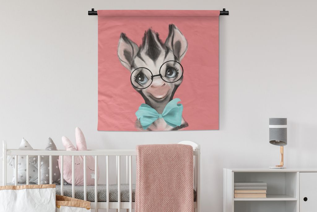 MuchoWow Wandteppich Wandbehang Dschungel - Zebra - Fliege 90x90 cm Tapisserie Dekoration Wandtuch - Wandaufhänger