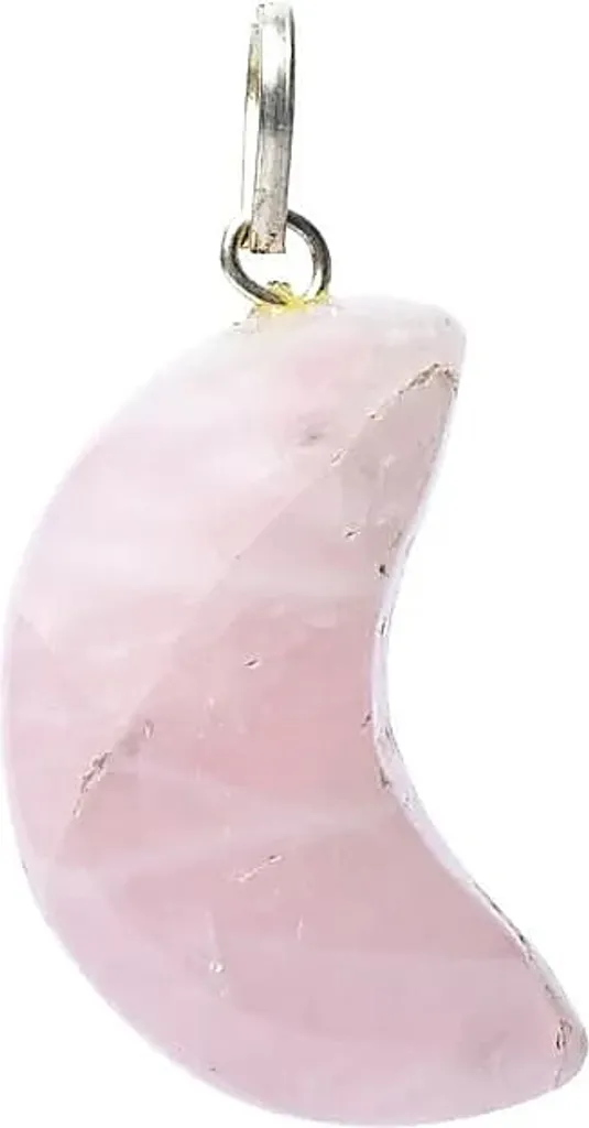 Pendentif lune en quartz rose naturel poli, set de 3 pièces 2x1,5 cm