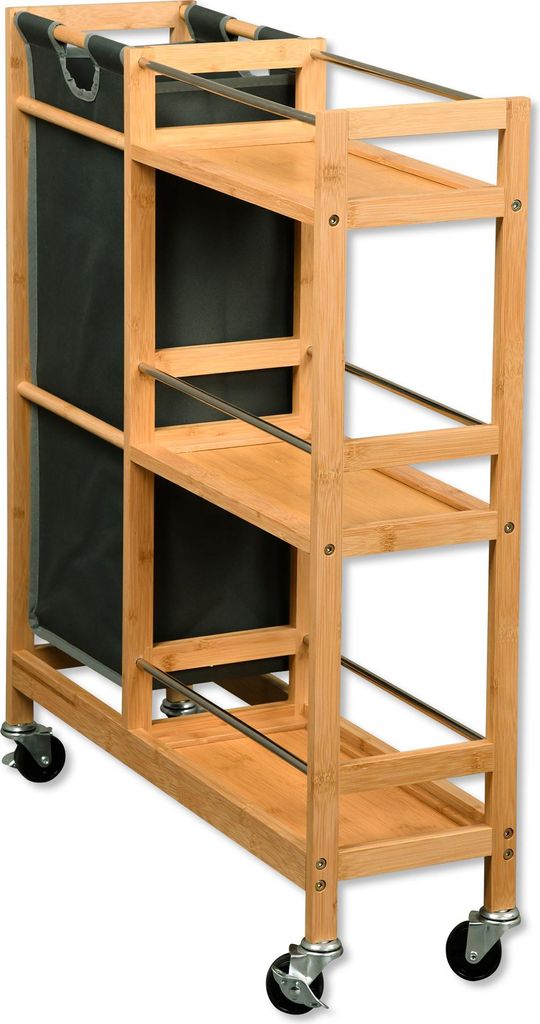 KESPER Regal auf Rollen mit Flaschenkorb 78 x 20 x 68 cm Bambus 24857