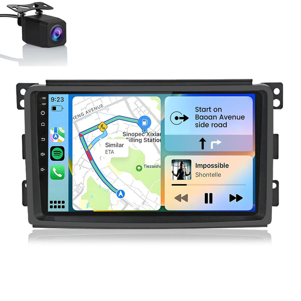 Hexinex 9" HD Android 15 Autoradio für Smart Fortwo (2005–2010) WLAN, 2GB+64GB, 4‐Core, Wireless CarPlay
