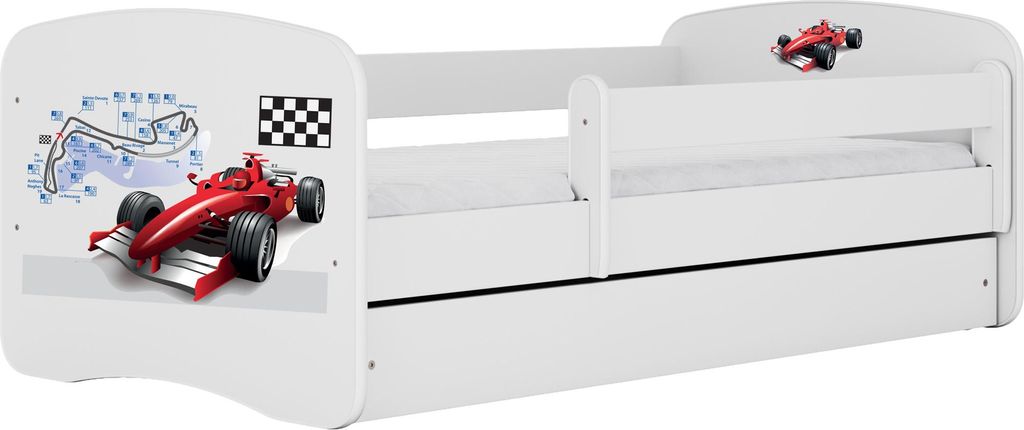 Kinderbett Weiß 70x140 80x160 80x180 cm – mit Matratze, Rausfallschutz und Schublade – Jugendbett für Mädchen und Jungen – Stabil und Sich...