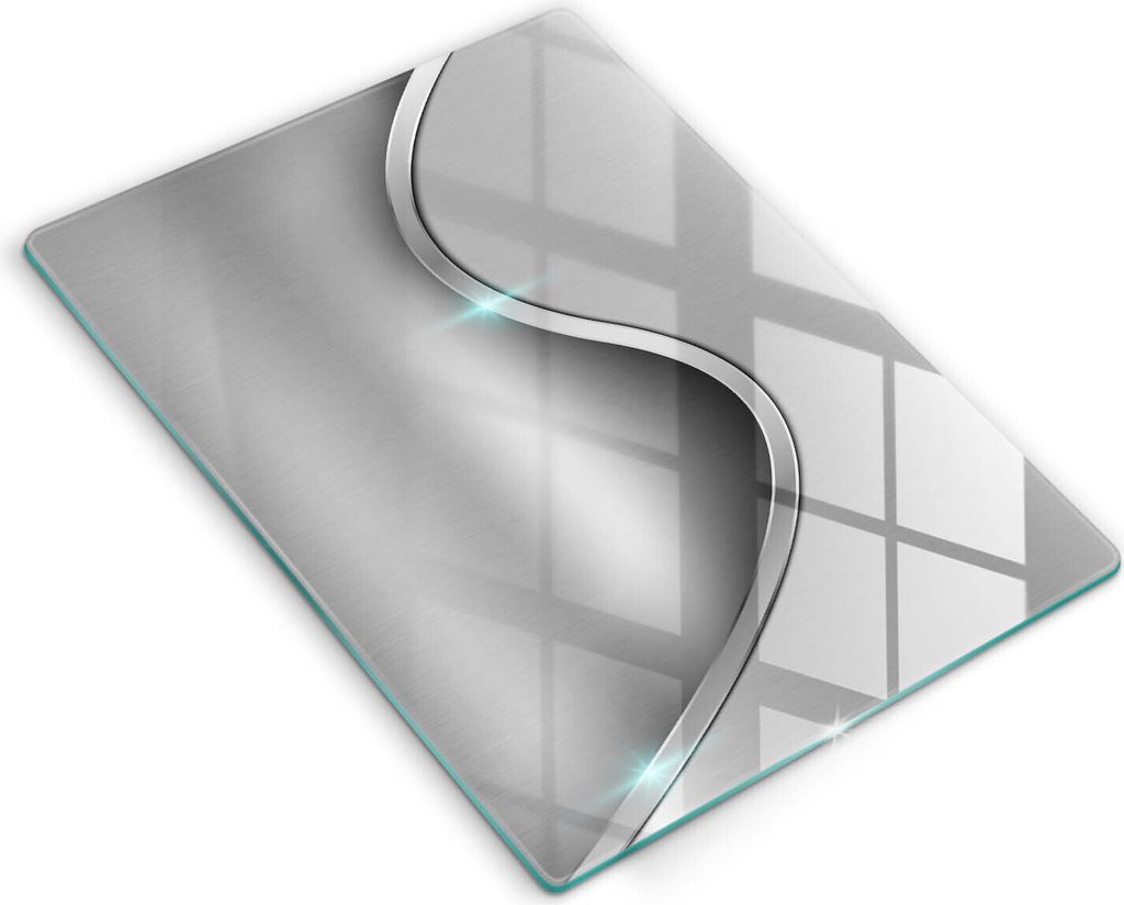Abdeckung Glas - Küchenabdeckung - 40x52 cm - Abdeckplatte - Abstraktes silbernes Metall