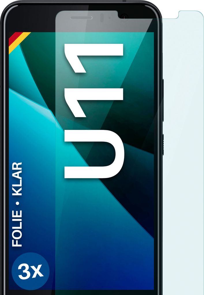 moex 3x Schutzfolie kompatibel mit HTC U11 - Displayschutzfolie dünn Folie, Klar