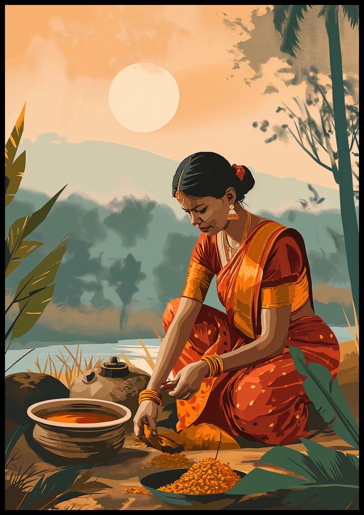 Poster 70x100cm Alltag in Goldtönen
