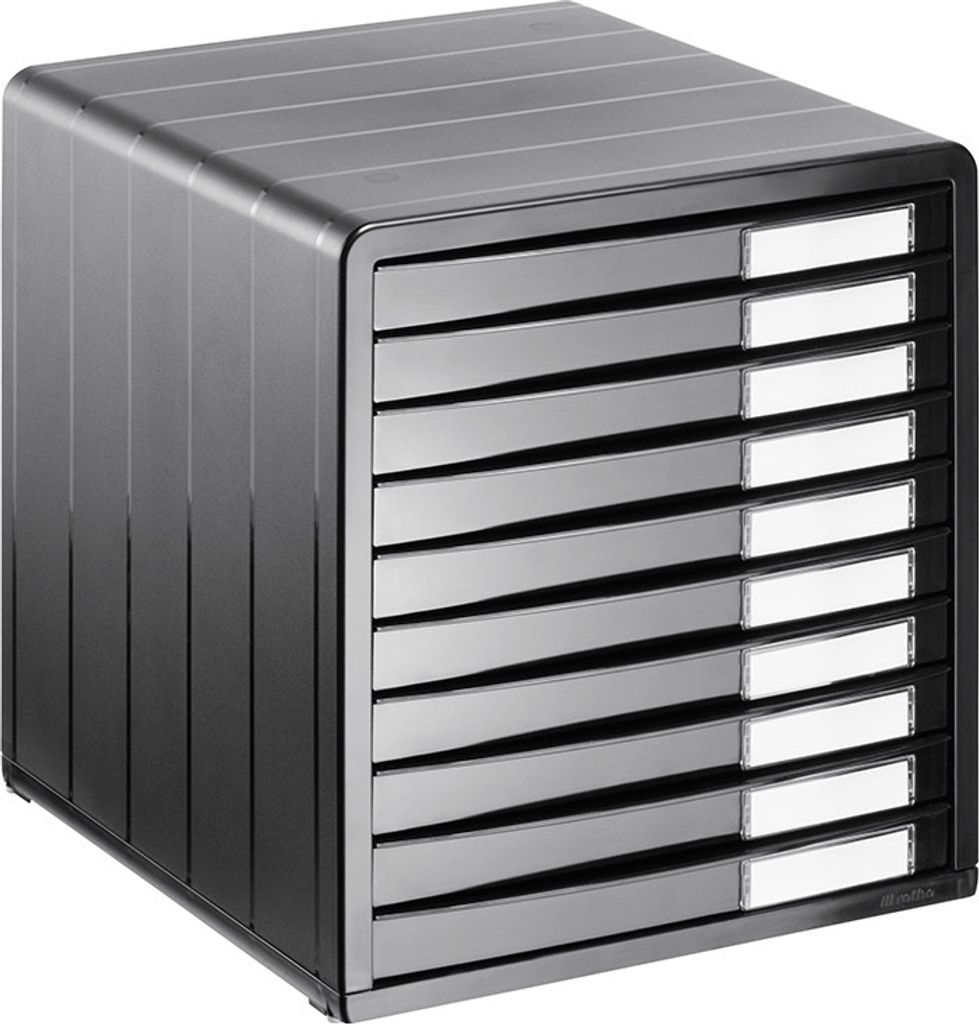 Rotho Schubladenbox mit 10 Schubladen - Briefablage 34,5 x 29,0 x 32,0 cm - Dokumentenablage für Unterlagen in der Größe A4 - Ablagebox Kunststoff