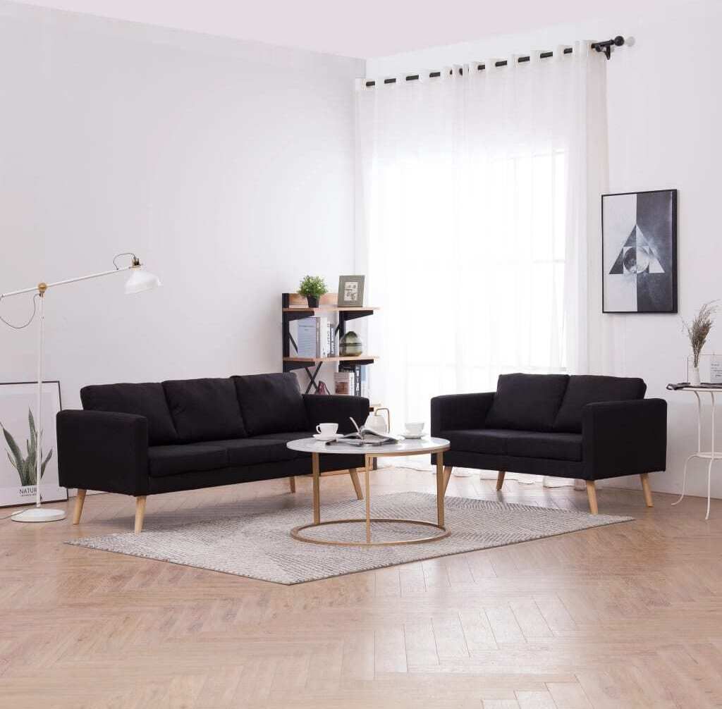 Maison Exclusive - 2-tlg. Sofagarnitur Stoff Schwarz