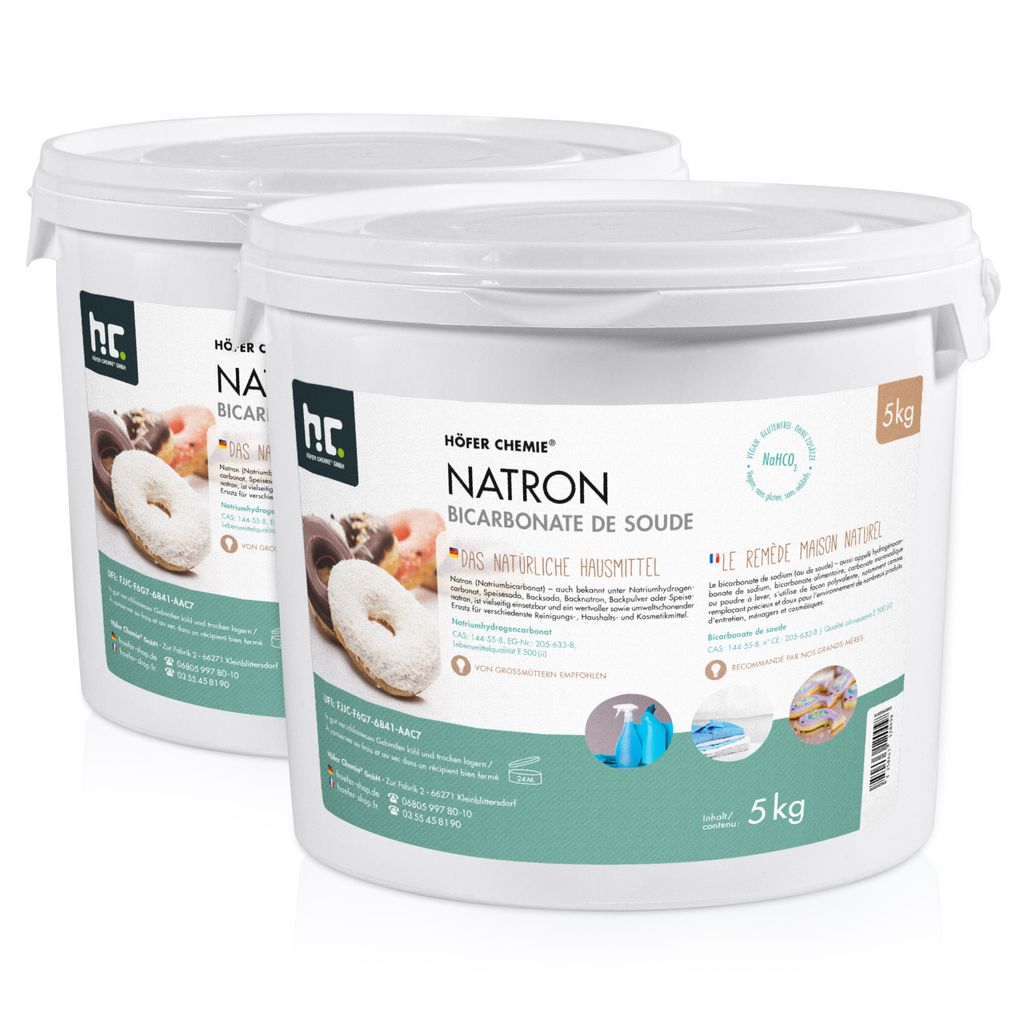 5 kg Natron Backsoda Natriumhydrogencarbonat in Lebensmittelqualität, als Haushaltsmittel und Reiniger zu verwenden