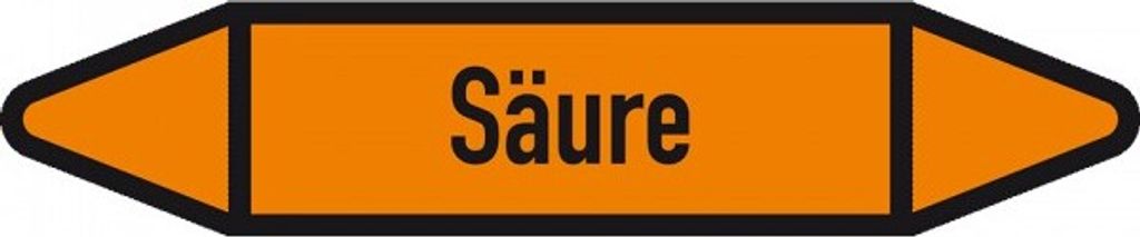 Aufkleber I Rohrleitungsetikett Säure, DIN 2403, orange/schwarz, für Ø 40-60m...