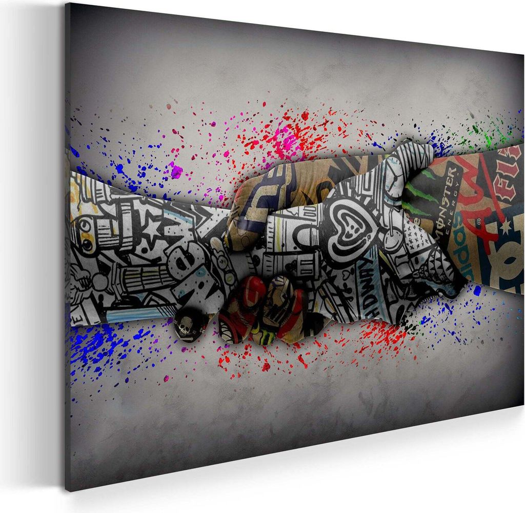 Graffiti Street Art Hände Wandbild Leinwandbild Kunstdruck XL Wanddeko: 120x80x4cm