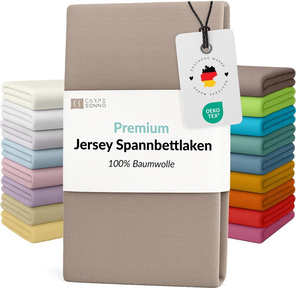 Mako Jersey Spannbettlaken 140x200 - 160x200 aus 100% Baumwolle Bettlaken Braun