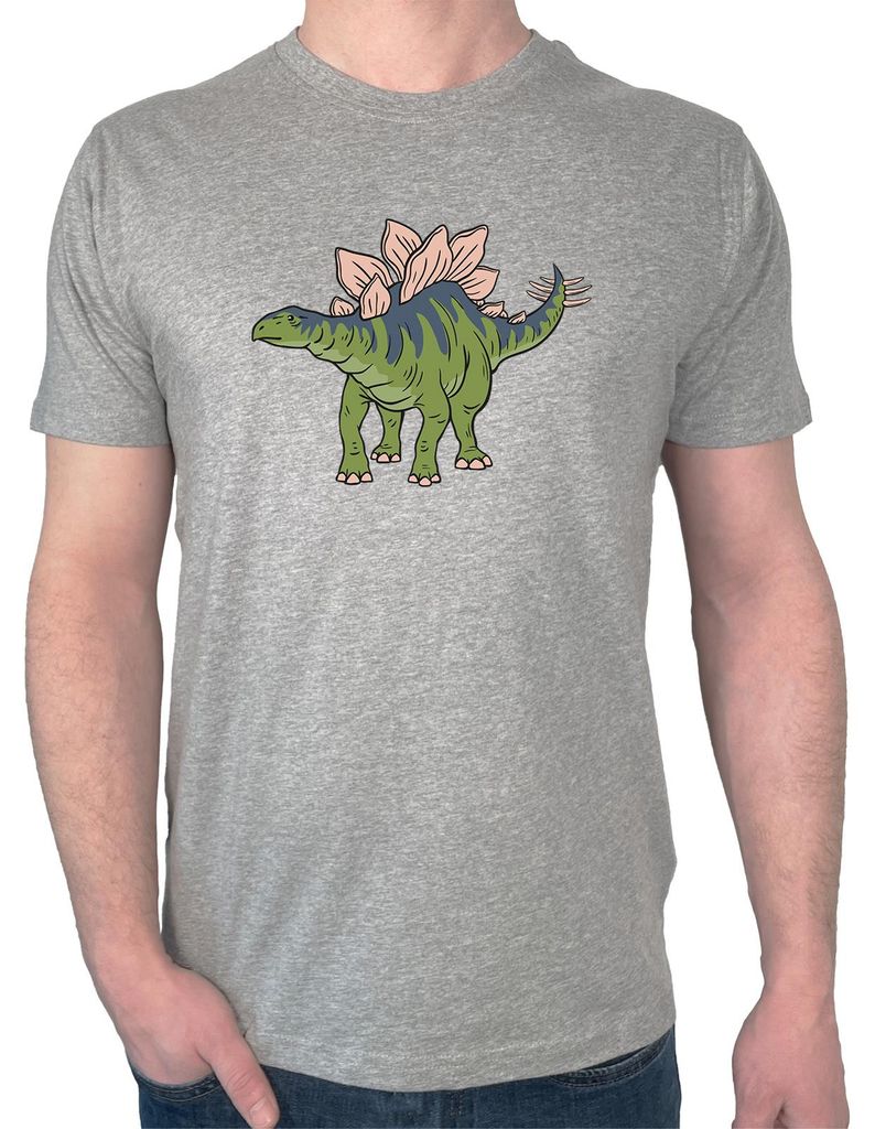 Huuraa Herren T-Shirt Stegosaurus Dinosaurier S Sport Grey Bio Baumwolle Fairtrade Herrenshirt Geschenkidee
