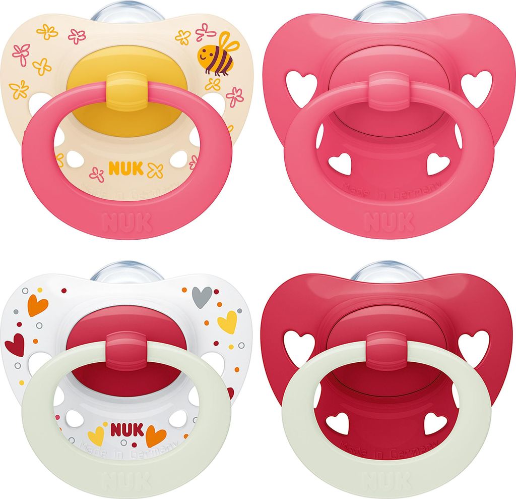 NUK Signature Schnuller Silikon Gr.2 – Rot, 4er Set, BPA-frei
