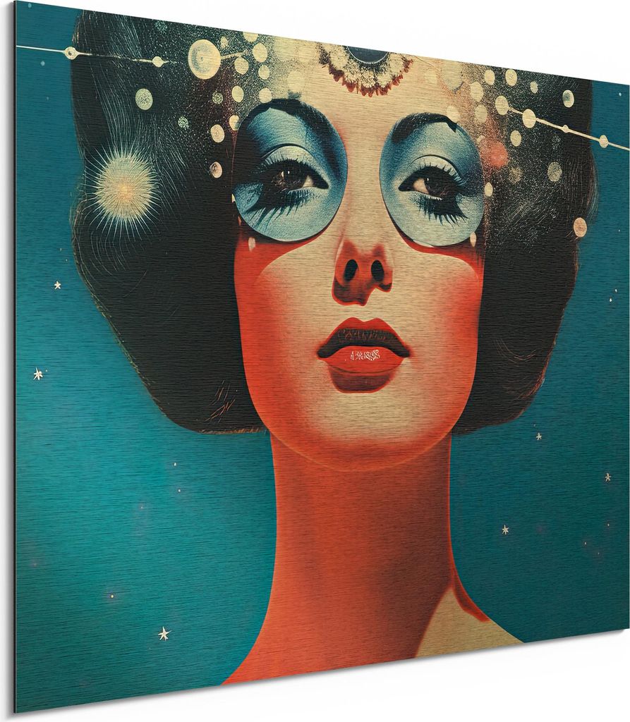 DEQORI Alu-Dibond Bild Silber 40x30 cm 'Galaktische Schönheit' Wandbild Metall dünn