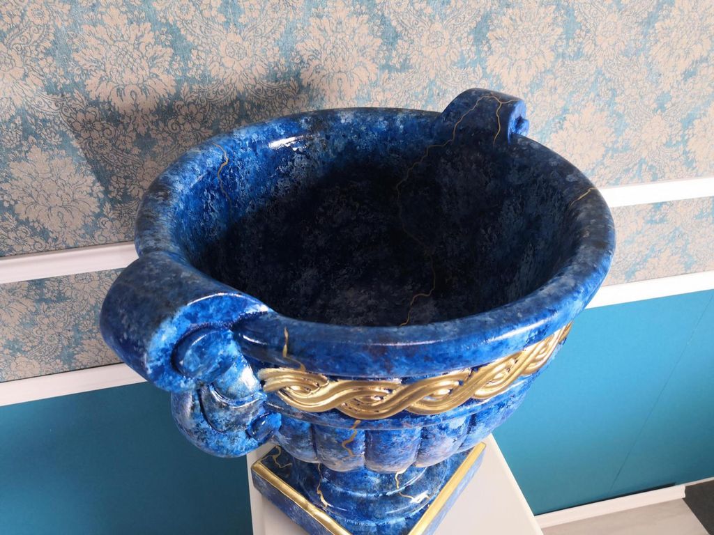 Design XXL Obst Schale Vase Ellipse Vasen Antik Schalen Deko Dekoration 46cm