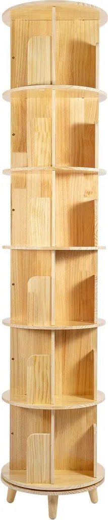 Bibliothèque 6 niveaux grande capacité - Meuble de rangement pivotant bois
