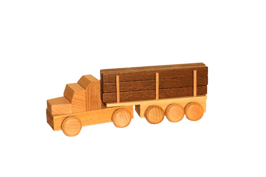 Holzspielzeug Sattelzug mit Langholz natur Länge ca. 15 cm NEU