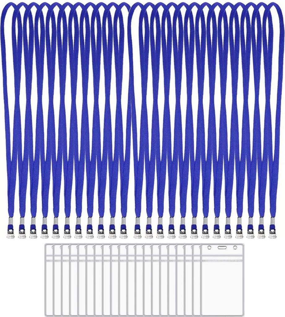 20 Stück Ausweishalter mit Schlüsselband, durchsichtig, wasserdicht, wiederverschließbar, horizontal oder vertikal, Namensschilder, Ausweishalte...
