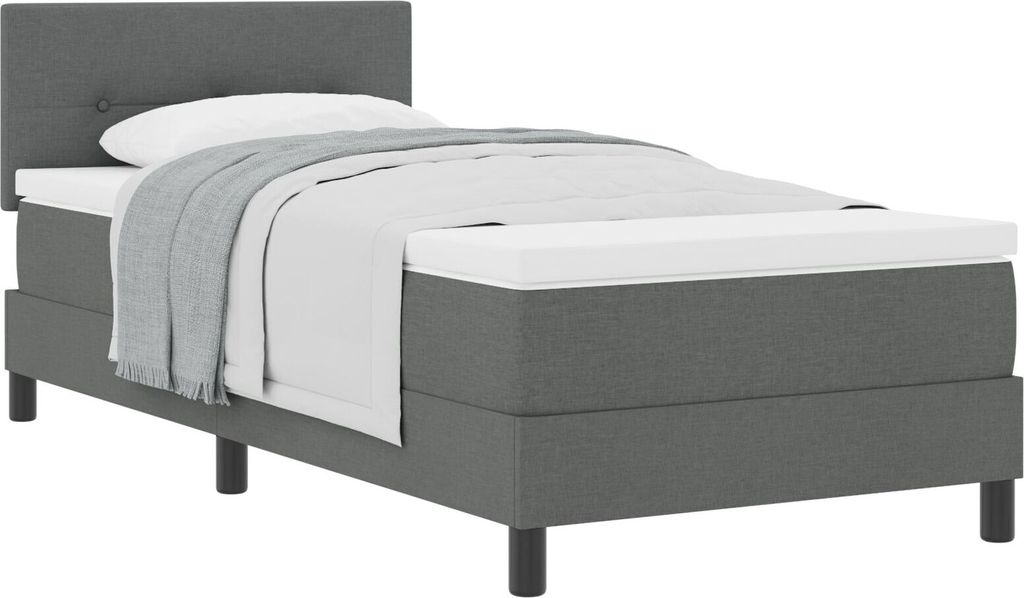 Möbel Boxspringbett mit Matratze Dunkelgrau 90x190 cm Stoff - Klassische Betten 3338651