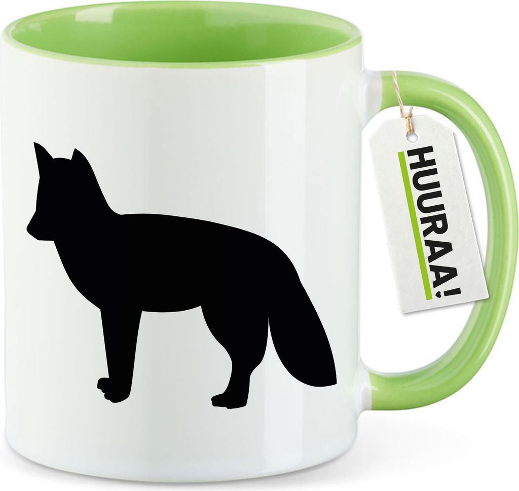 Huuraa Kaffeetasse Fuchs Silhouette 330ml Grün Keramik Kaffeebecher Geschenkidee