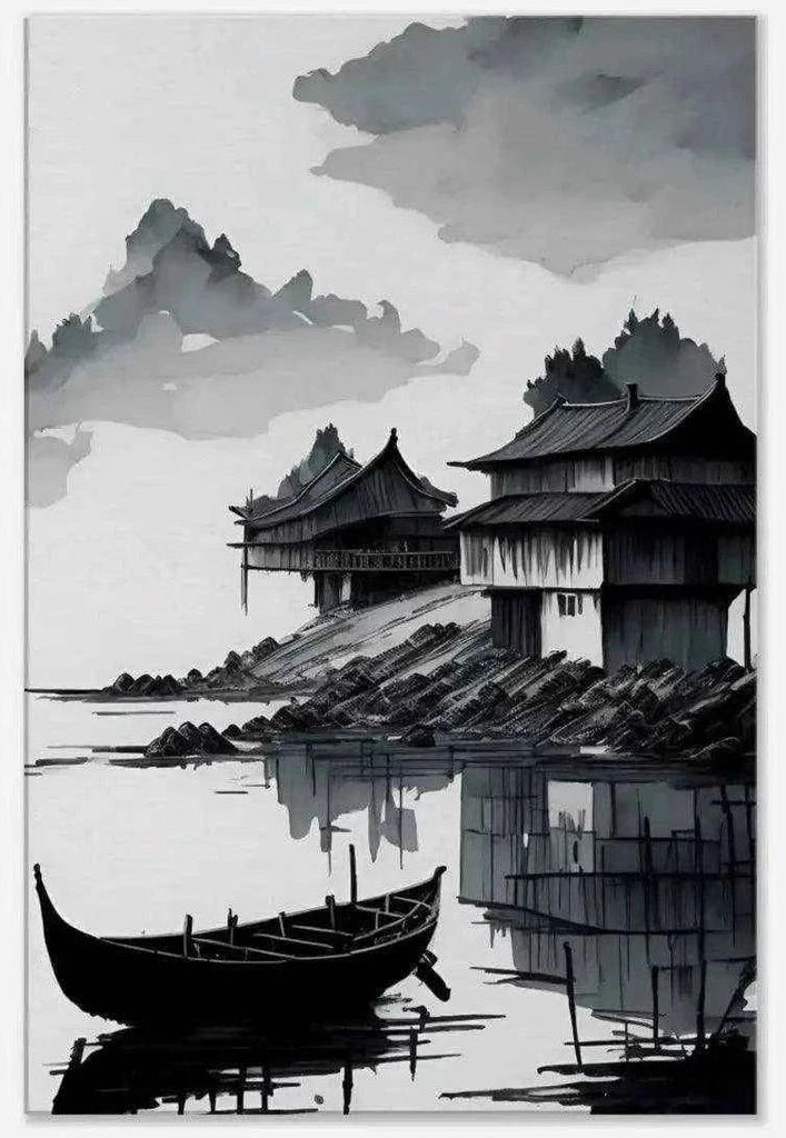 Deep Sea - Leinwandbild Japanisch: 60x90 cm / Leinwand / Weißer Rahmen