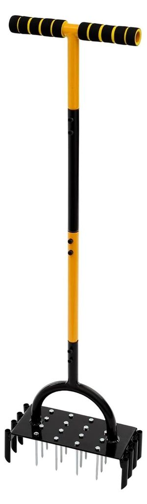 Rasenbelüfter mit 16 Spikes aus Stahl, manueller Bodenbelüfter, 2-in-1-Design für die Rasenpflege im Garten, ergonomischer Griff mit Reinigungsw...