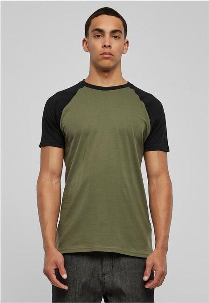 Urban Classics - RAGLAN T-Shirt contrasté oliv / schwarz - Image du produit 