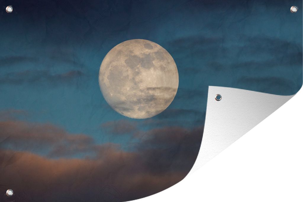 MuchoWow 90x60 cm Outdoor-Poster Gartendeko Sichtschutz Garten Poster für den Garten Mond - Wolken - Nacht