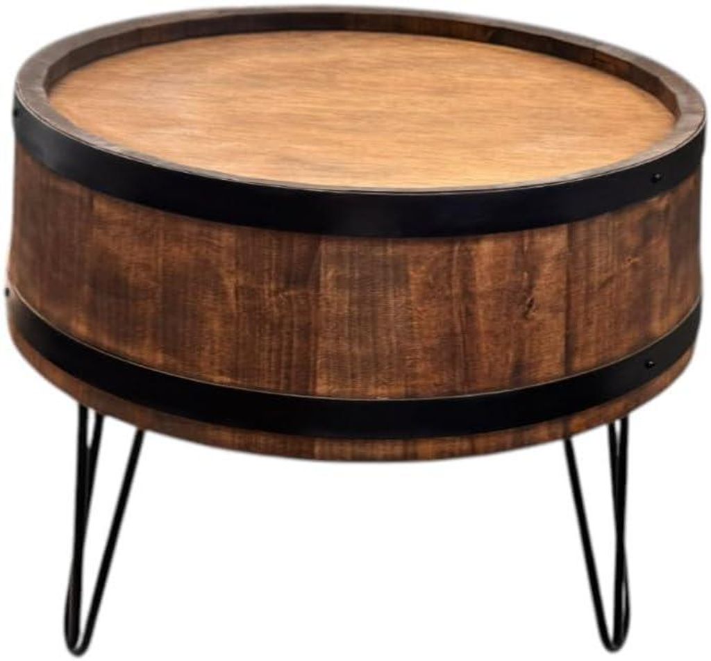 Tavolino da salotto a botte, rotondo da 51 cm, in legno di Immagine del prodotto 