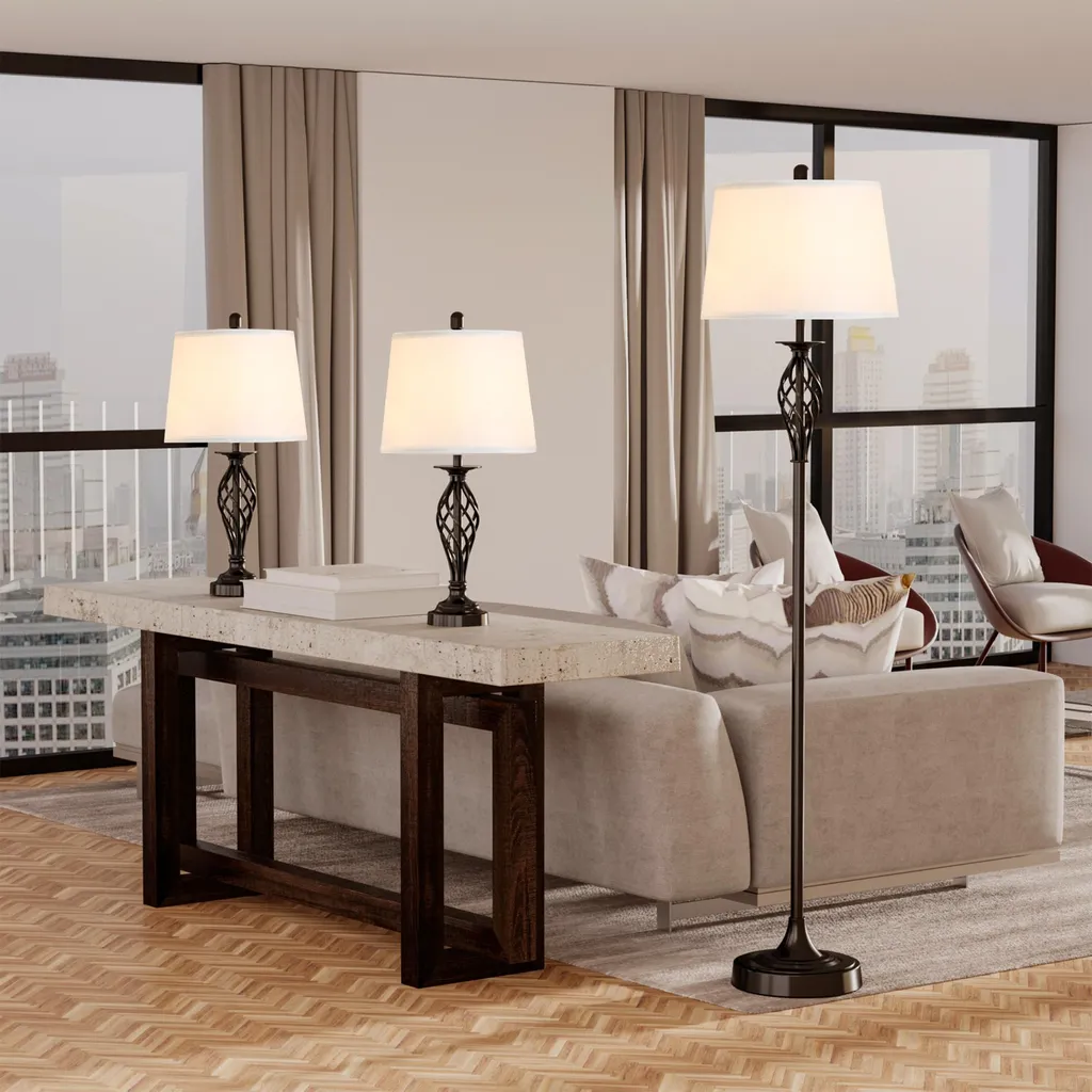 Pack Éclairage Salon Vintage avec Grand Lampadaire et Lampes Table - 2