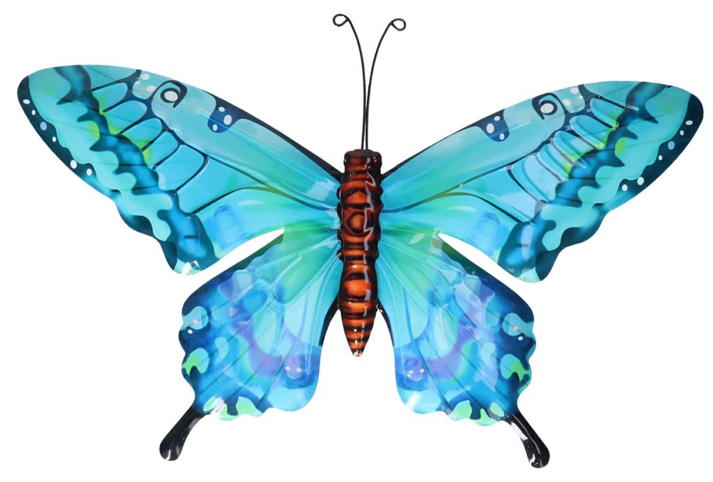 Pro Garden Wanddekoration Schmetterling - aqua - 49 x 34 cm - Metall - Wanddekoration / Zaun / Gart