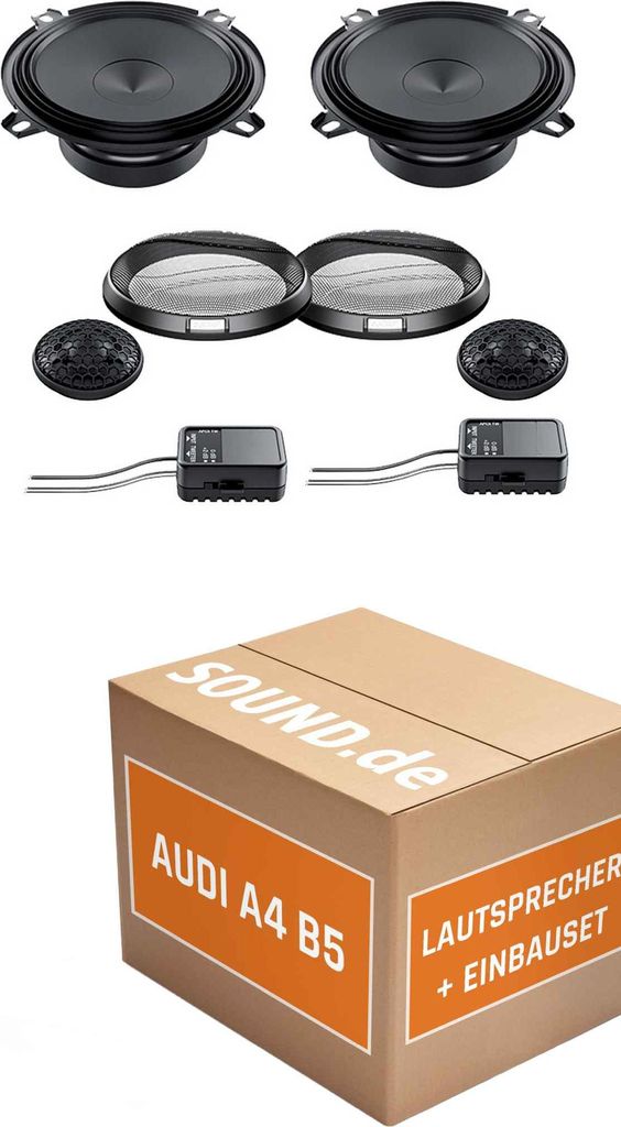 Lautsprecher Boxen Einbaupaket Armaturenbrett Audison APK-130 passend für Audi A4 B5 + Cabrio | 2x Tief-Mitteltöner 2x Hochtöner