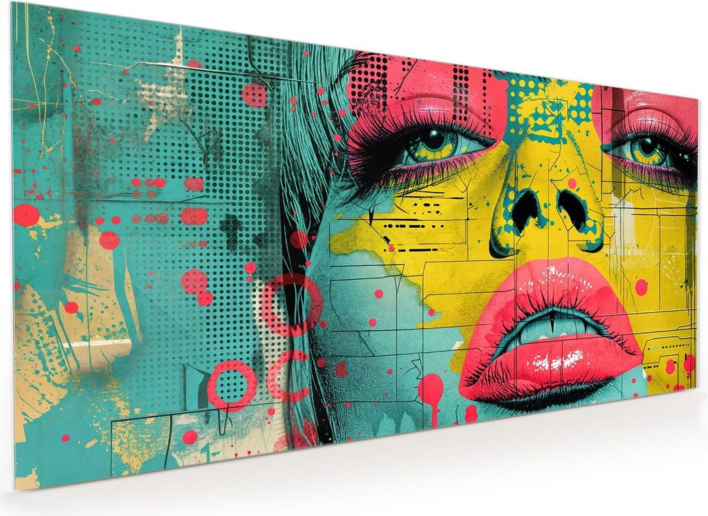 Küchenrückwand Spritzschutz Glas mit Motiv Portrait Pop Art 40 x 40 cm