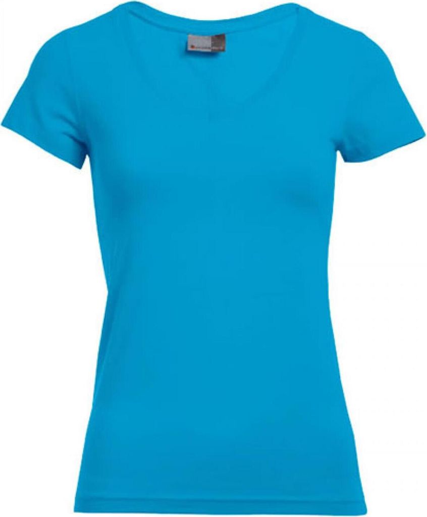 Slim-Fit V-Ausschnitt T-Shirt Damen, Türkis, S