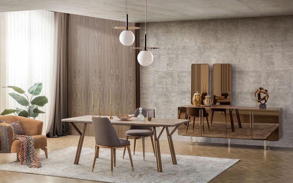 Esszimmer Set 6x Stühle+Esstisch+Sideboard+Spiegel Set Esszimmer Designer Neu