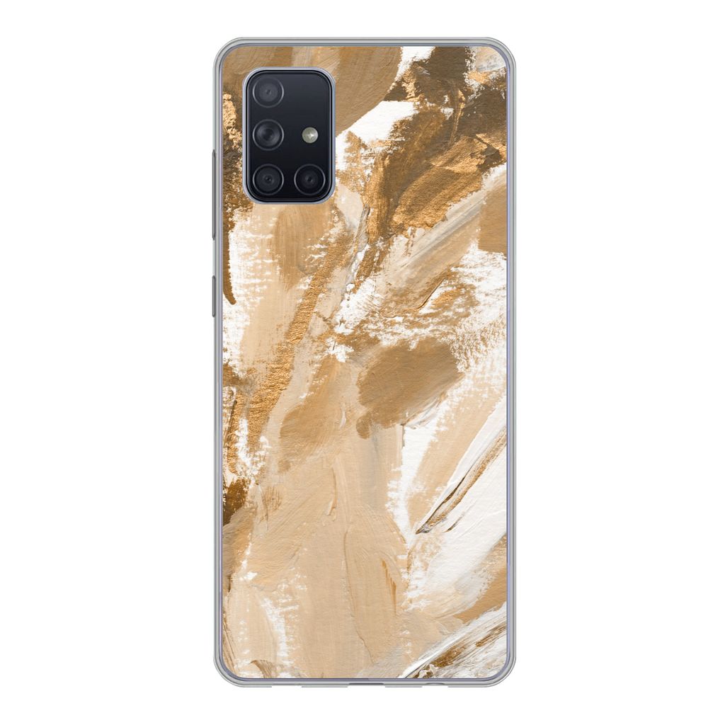 MuchoWow Handyhülle Schutzhülle Hülle für Samsung Galaxy A51 Farbe - Gold - Beige Silikon Softcase Handy Hülle - Schutzabdeckung