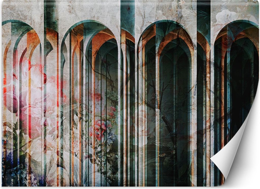 Vlies fototapete Kolumnen Bunte Blumen 400x280 cm Feeby Rosa inkl. Kleber einfache Montage
