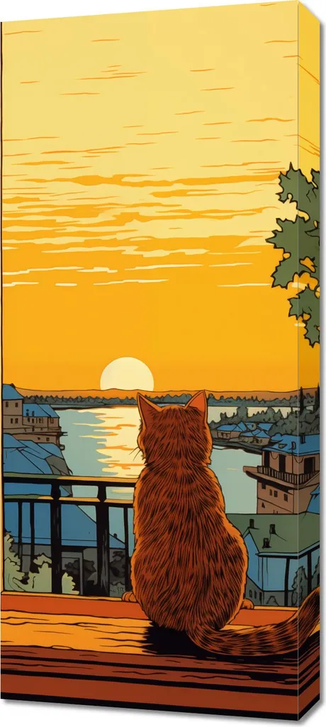 Habiller un Mur Vide : Image Coucher de Soleil Yeux de Chat 40x90