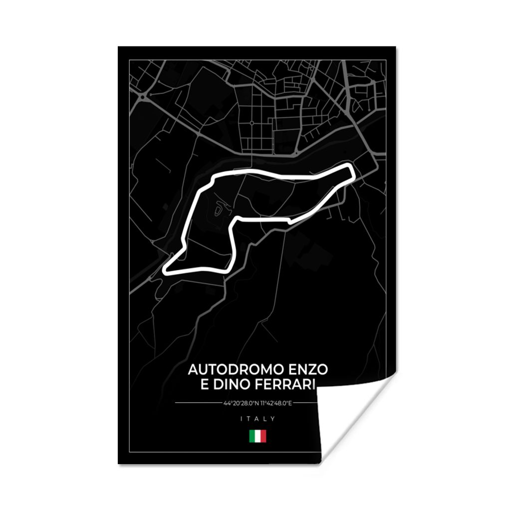 MuchoWow Poster F1 - Rennstrecke - Italien - Schwarz - Autodromo Enzo e Dino Ferrari - Schwarz 120x180 cm - Kunstposter