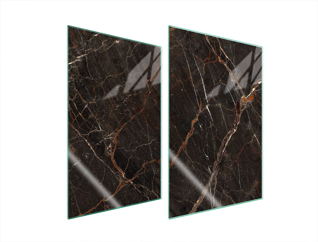 Tagliere Vetro 35x52 Ceramica Effetto Marmo Marrone - 2 Pezzi