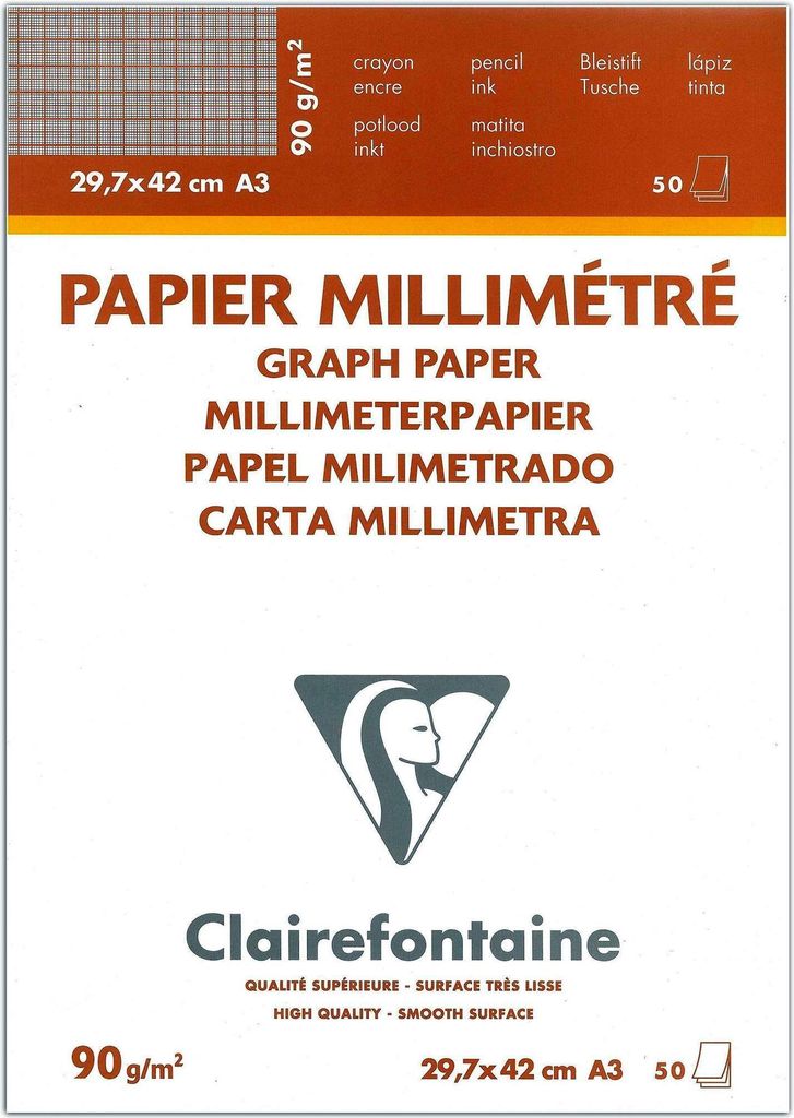 Clairefontaine Milimeterpapier A3 weiss 90g 50Bl